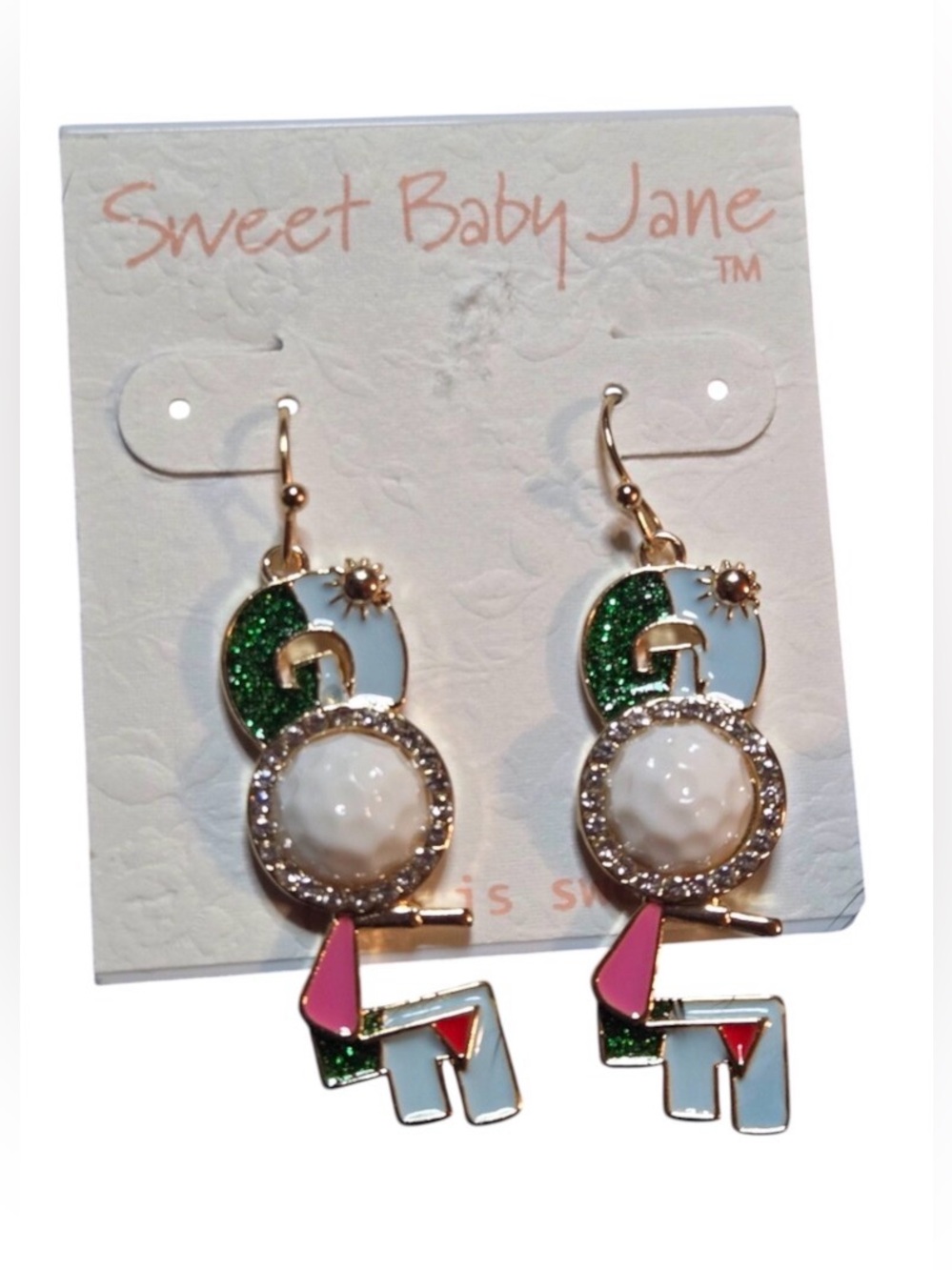 Sweet Baby Jane GOLF Pink & Green Earrings NWT